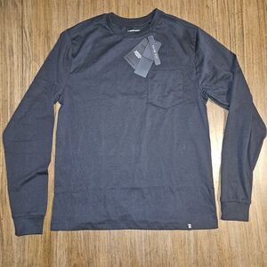 Men's Black Long Sleeve Tee with Pocket Medium